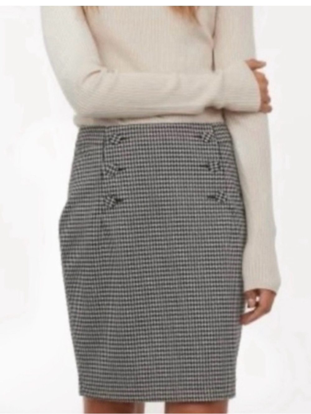 H&M Houndstooth Knee-length Pencil Skirt Size 10
